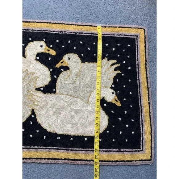 Hand Hooked Rug 4 Ducks Primitive Country Area Rug 2x3 Vintage - Picture 9 of 9